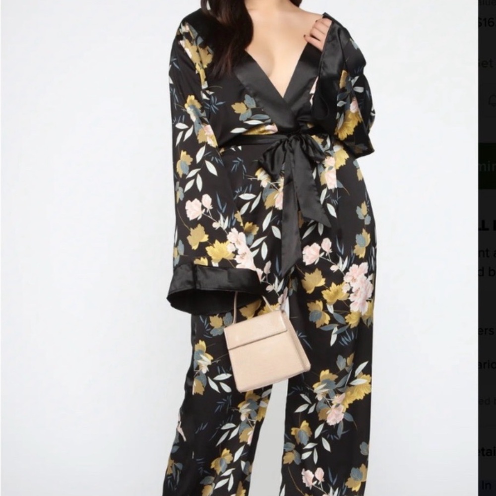 Fashion Nova Black Floral Jumpsuit